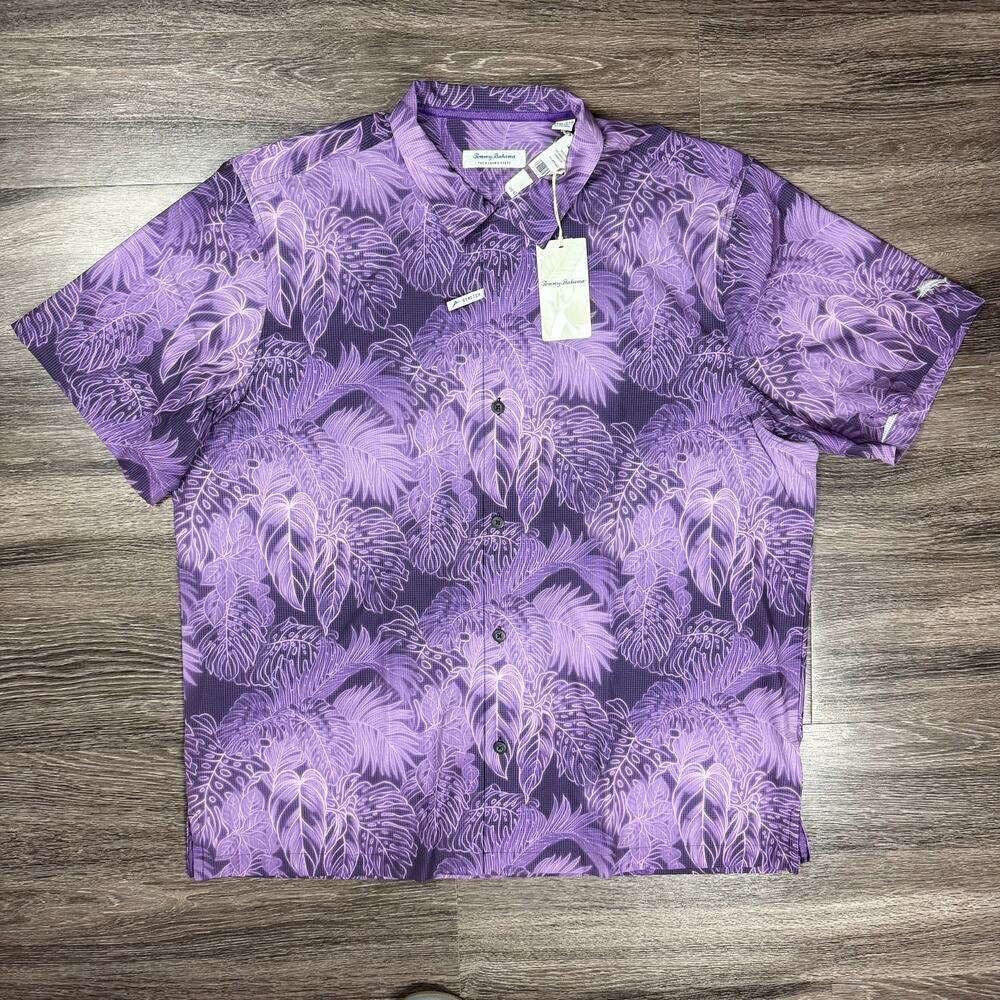 Tommy Bahama Button Up Men 2XL $148 Purple IslandZone Luminescent ST326169BR XXL